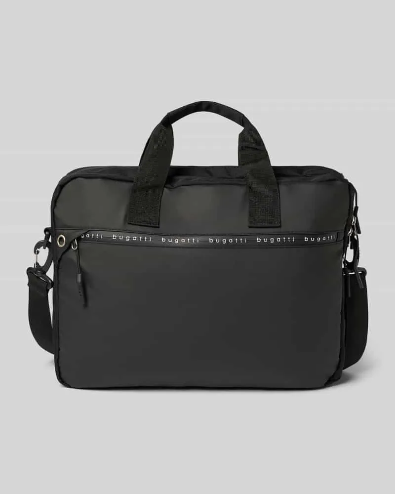 Bugatti Laptoptasche mit Label-Print Modell 'Blanc Black