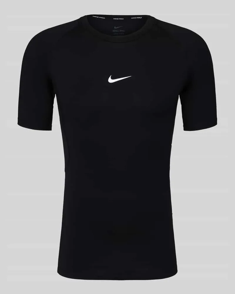 Nike Slim Fit Sport-T-Shirt mit Label-Print Black