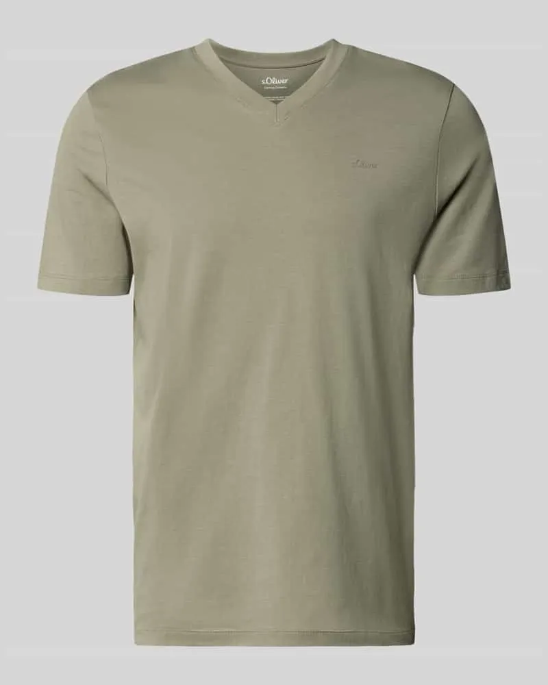 S.Oliver Regular Fit T-Shirt aus reiner Baumwolle Khaki