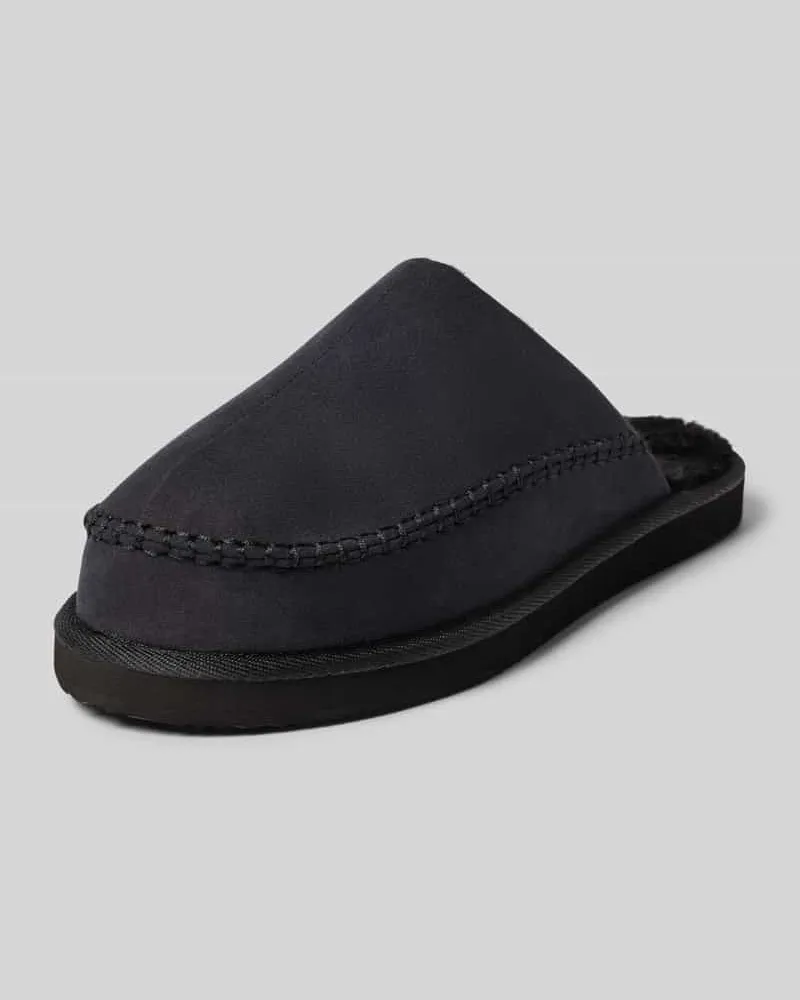 Jack & Jones Hausschuhe mit Futter aus Kunstfell Modell 'MANOR MOC MULE Black