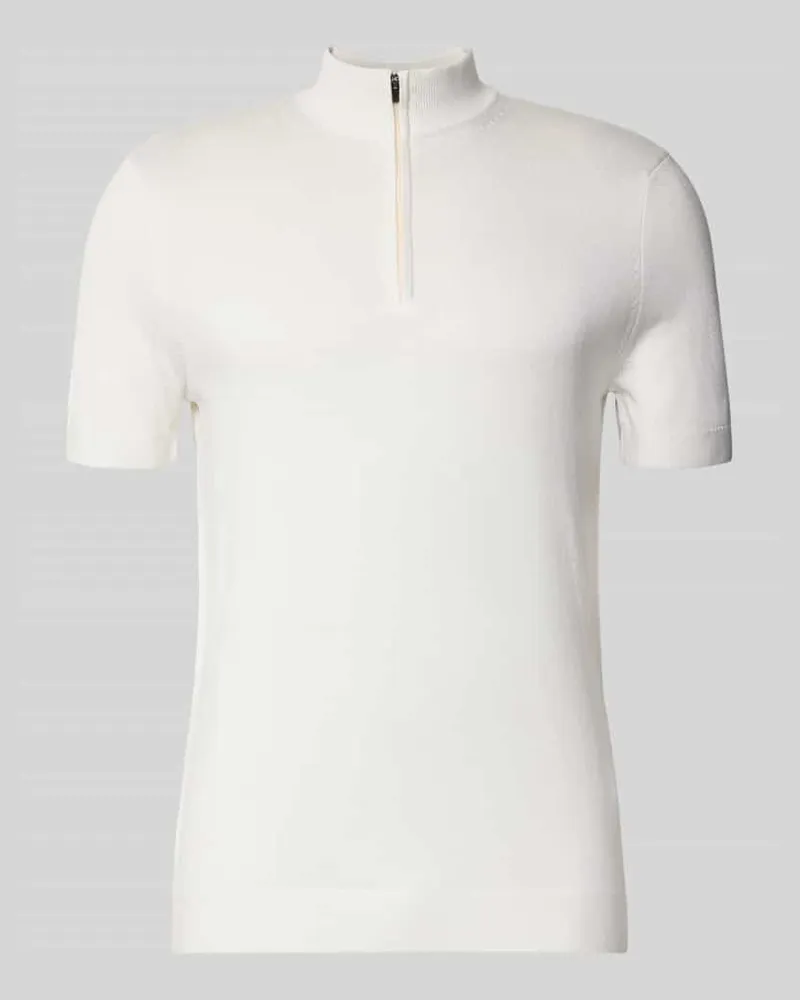 JOOP! Strickshirt aus Viskose-Mix mit Stehkragen Modell 'Vadin Offwhite
