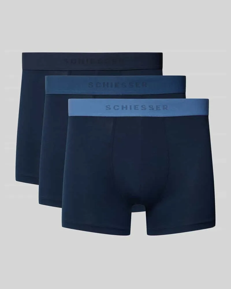 Schiesser Boxershorts mit elastischem Logo-Bund im 3er-Pack Marine