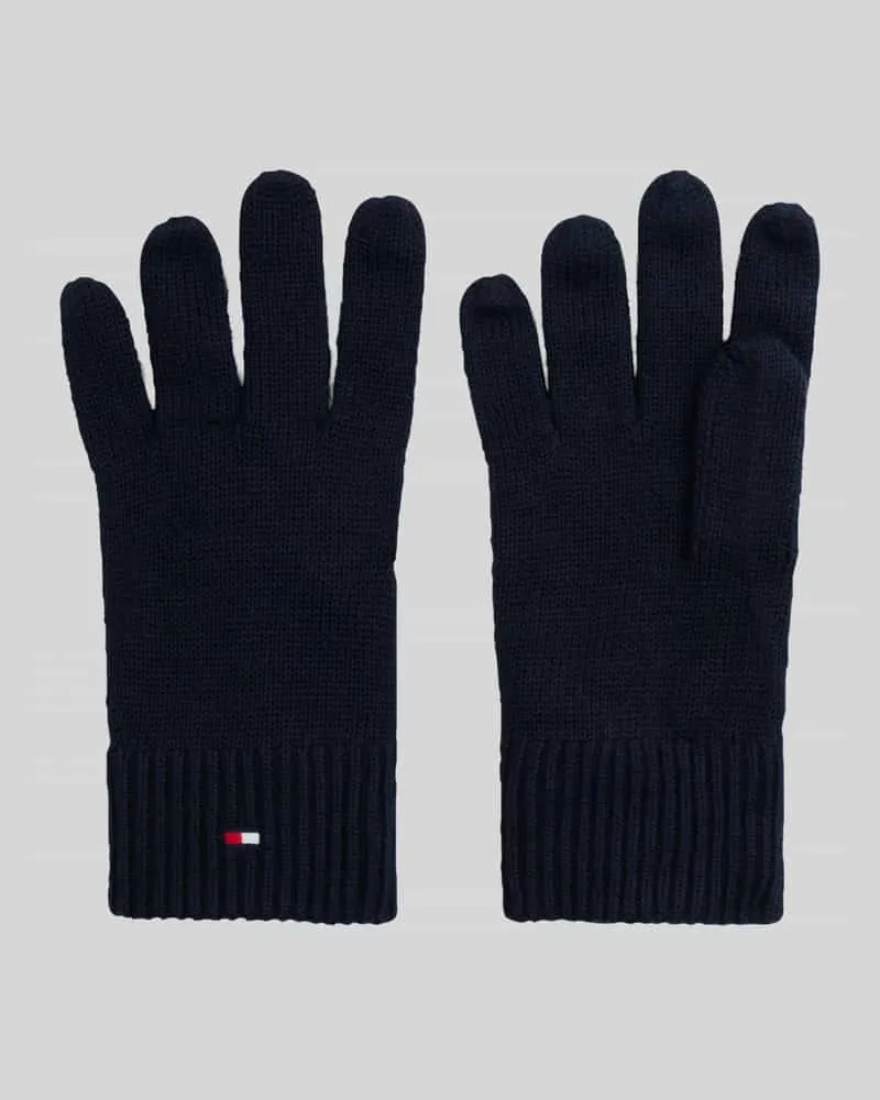 Tommy Hilfiger Handschuhe aus Baumwoll-Kaschmir-Mix Modell 'ESSENTIALS FLAG Marine