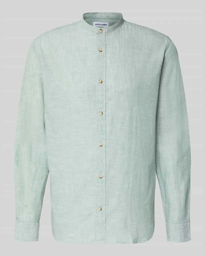 Jack & Jones Regular Fit Freizeithemd aus Baumwoll-Leinen-Mix Mint
