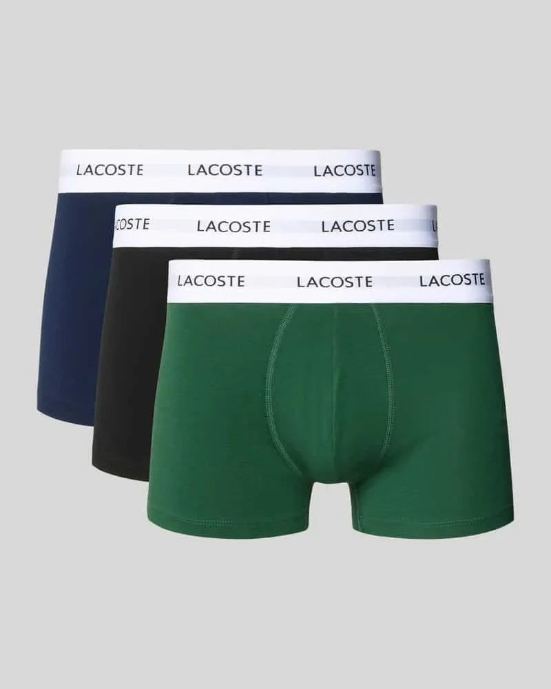 Lacoste Trunks mit elastischem Logo-Bund im 3er-Pack Gruen