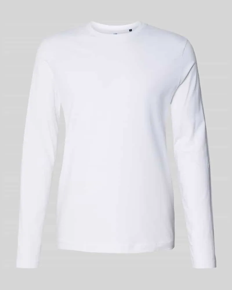 Christian Berg Longsleeve mit geripptem Rundhalsausschnitt Weiss