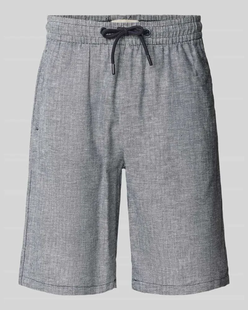 Blend Shorts aus Leinen-Mix mit Eingrifftaschen Modell 'MARCO Marine