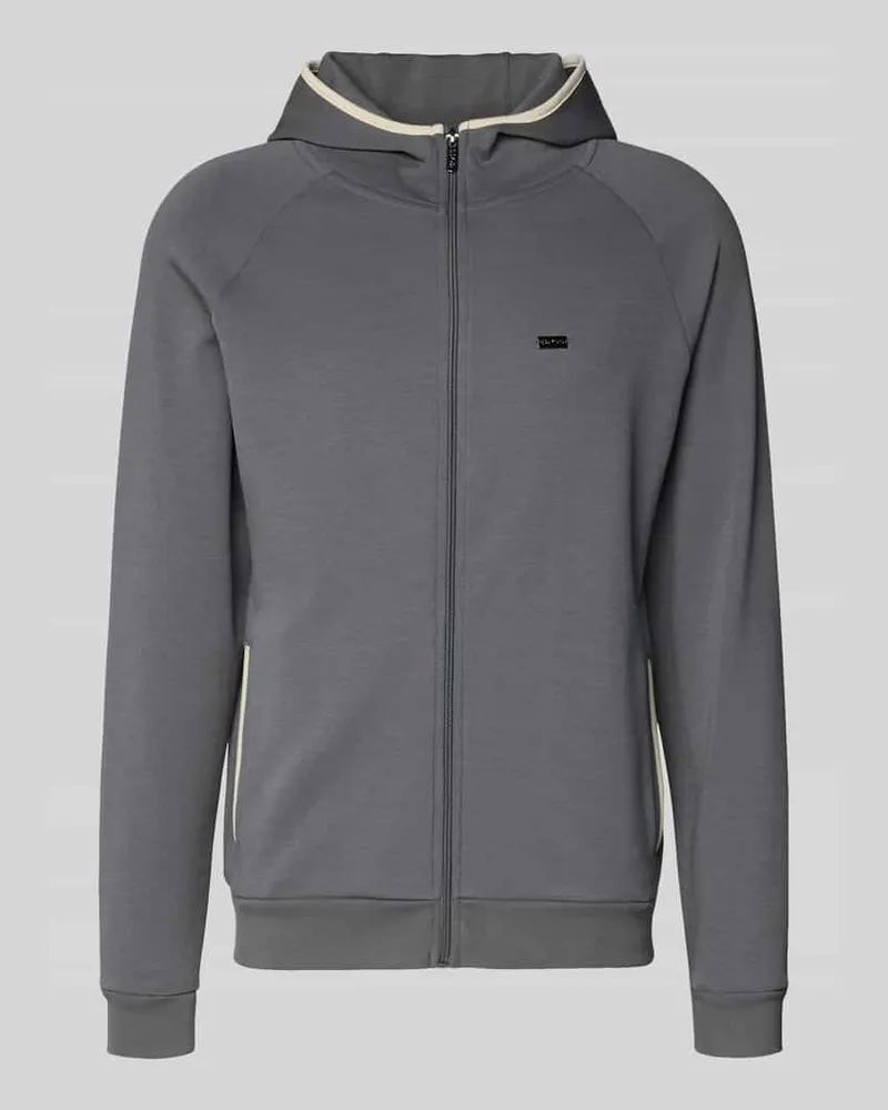 HUGO BOSS Regular Fit Sweatjacke aus Baumwoll-Mix Modell 'SENSE Dunkelgrau