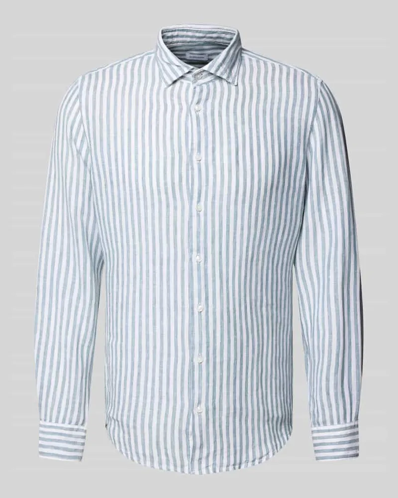 Seidensticker Slim Fit Leinenhemd aus reinem Leinen mit Kentkragen Gruen