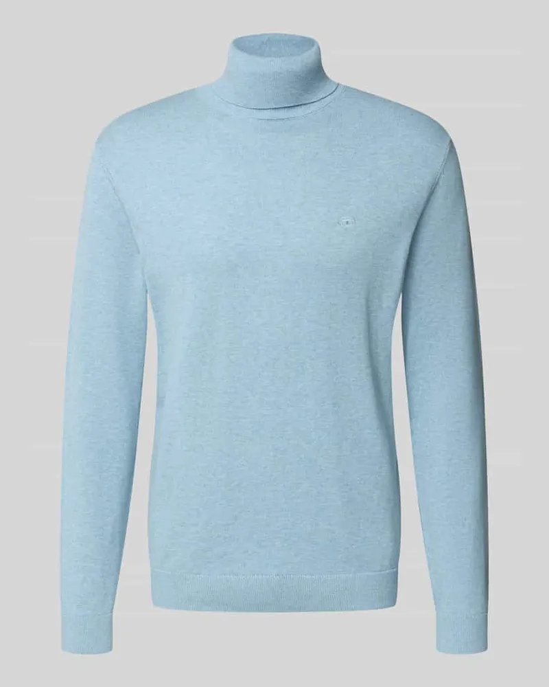 Tom Tailor Regular Fit Rollkragenpullover aus reiner Baumwolle Blau