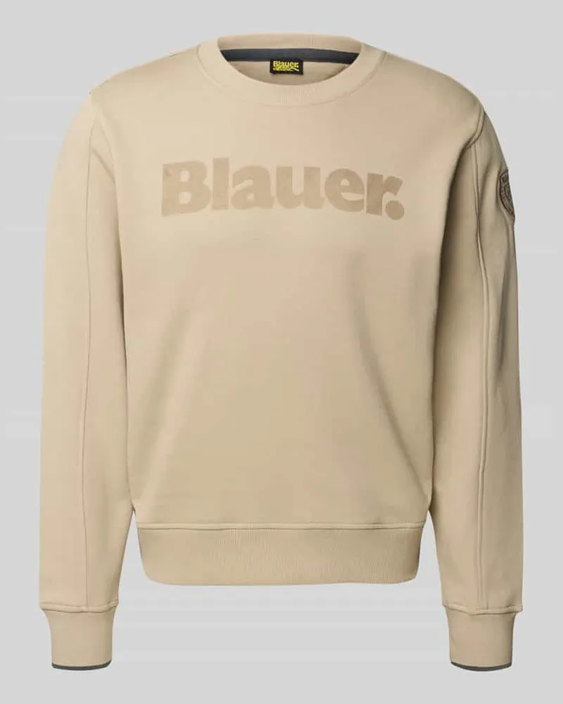 Blauer Sweatshirt mit Label-Print Modell 'Crosby Beige
