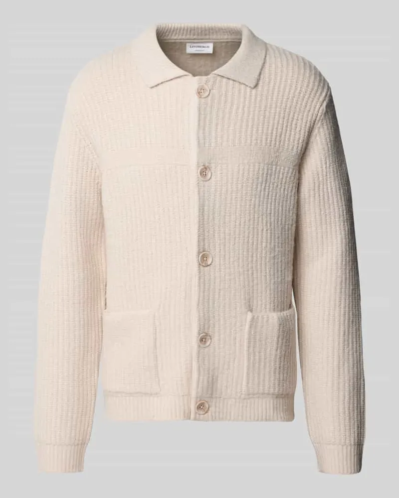 Lindbergh Relaxed Fit Strickjacke aus elastischem Baumwoll-Mix Sand