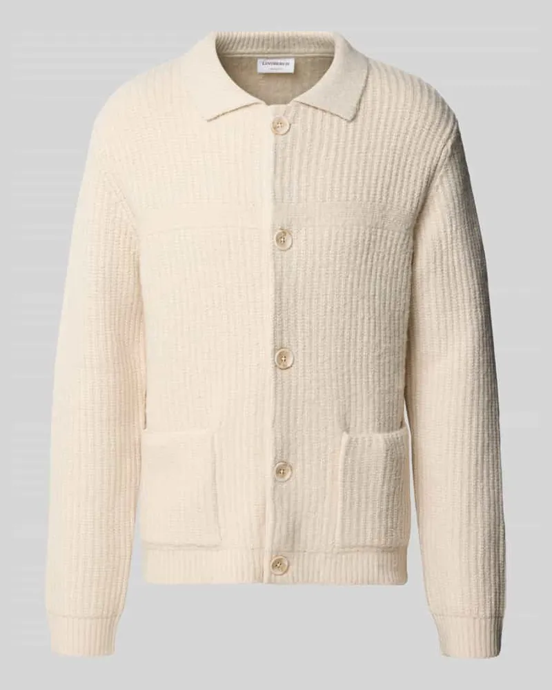 Lindbergh Relaxed Fit Strickjacke aus elastischem Baumwoll-Mix Sand