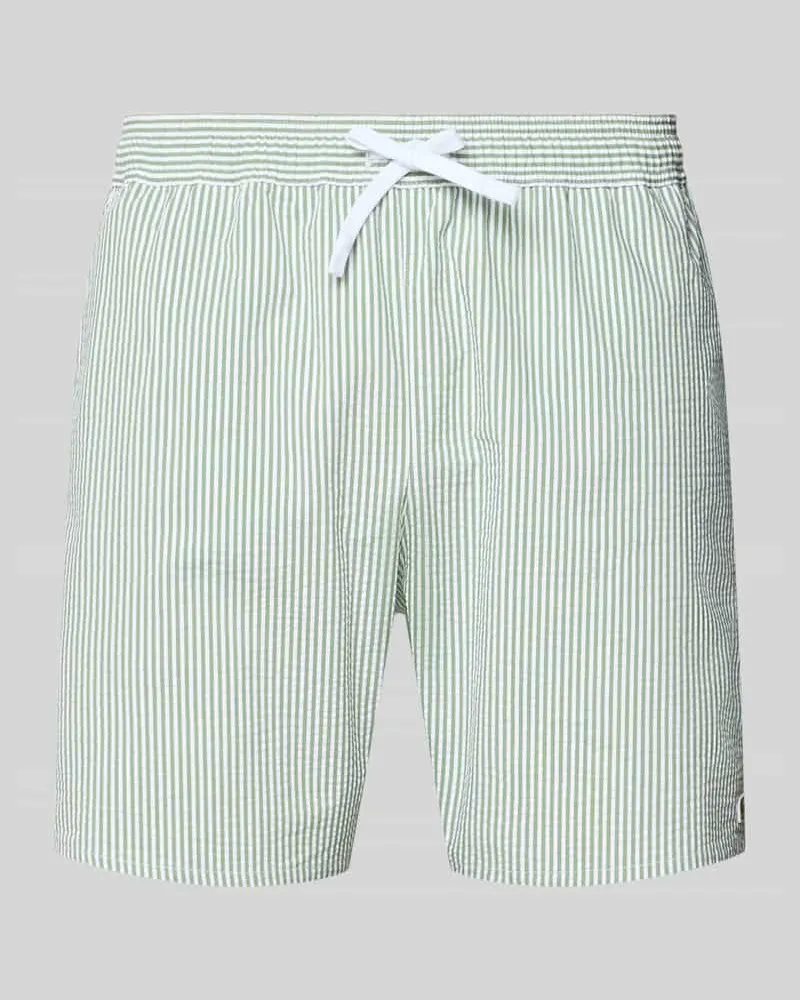 Lacoste Badeshorts aus Baumwoll-Mix Gruen