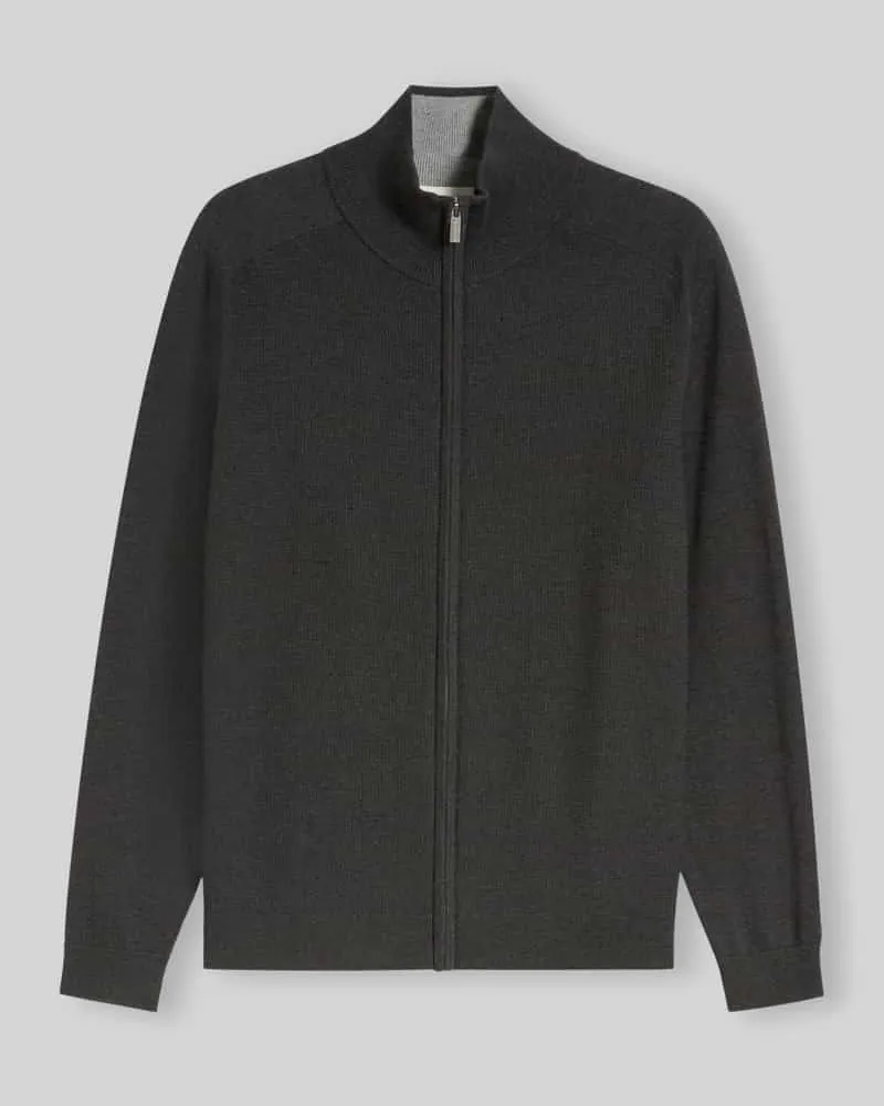 Tom Tailor Regular Fit Strickjacke aus reiner Baumwolle Dunkelgrau