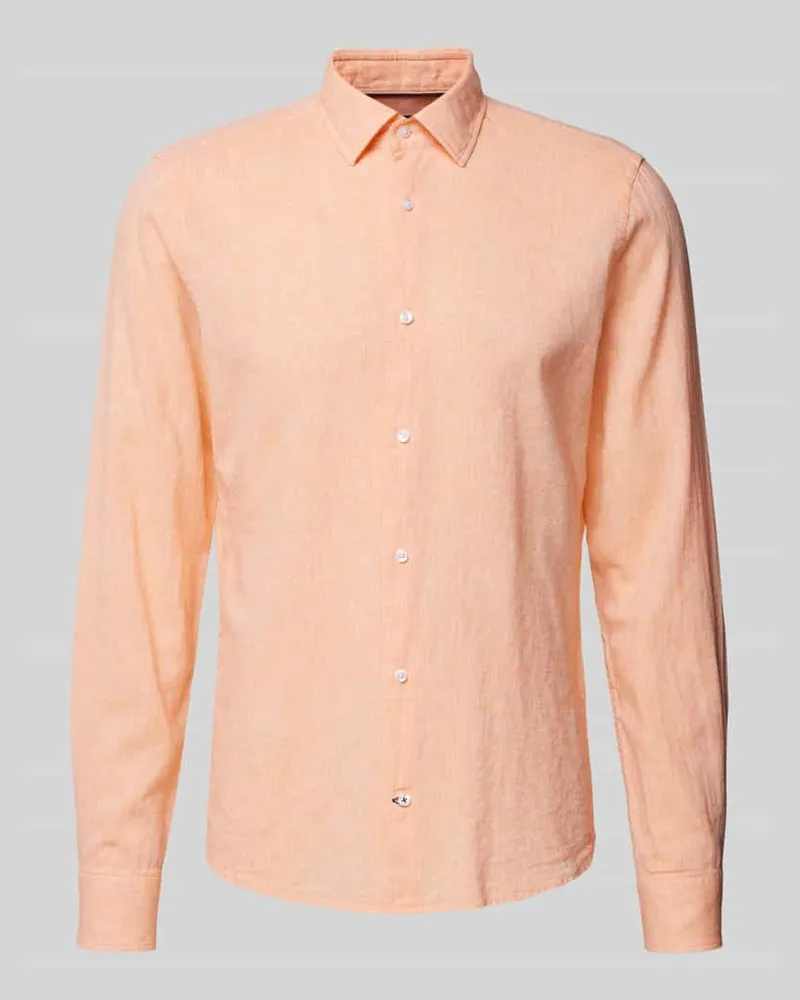 JOOP! Slim Fit Freizeithemd aus Leinen-Baumwoll-Mix Apricot