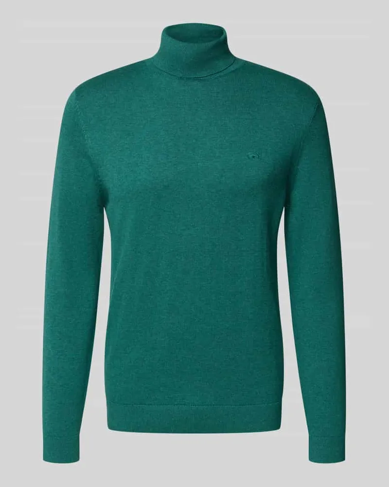 Tom Tailor Regular Fit Rollkragenpullover aus reiner Baumwolle Smaragd