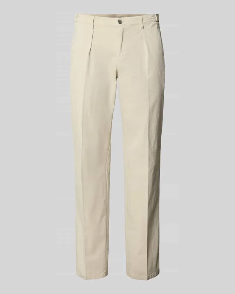 Profuomo Relaxed Fit Hose mit Bügelfalten Sand