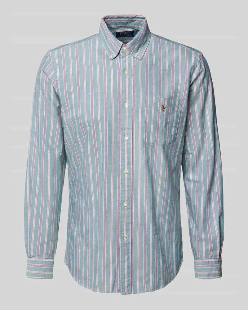 Ralph Lauren Custom Fit Freizeithemd mit Button-Down-Kragen Gruen