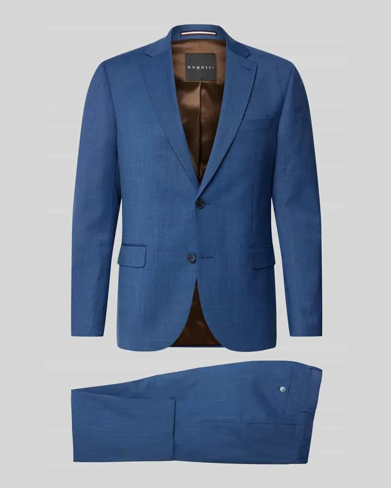 Bugatti Regular Fit Anzug mit 2-Knopf-Sakko Blau
