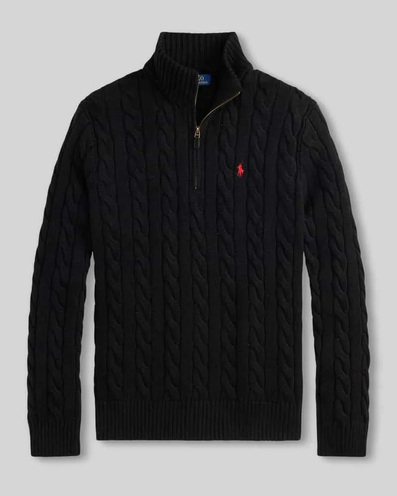 Ralph Lauren Relaxed Fit Troyer aus reiner Baumwolle Black