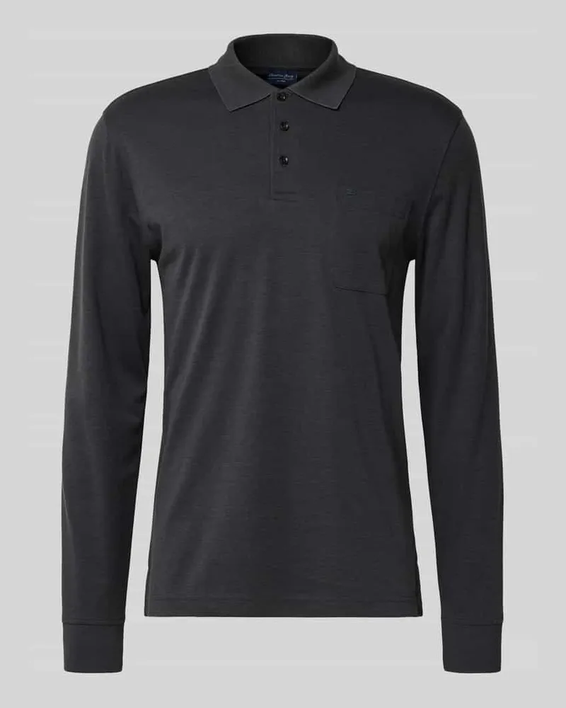 Christian Berg Regular Fit Poloshirt im langärmeligen Design Anthrazit