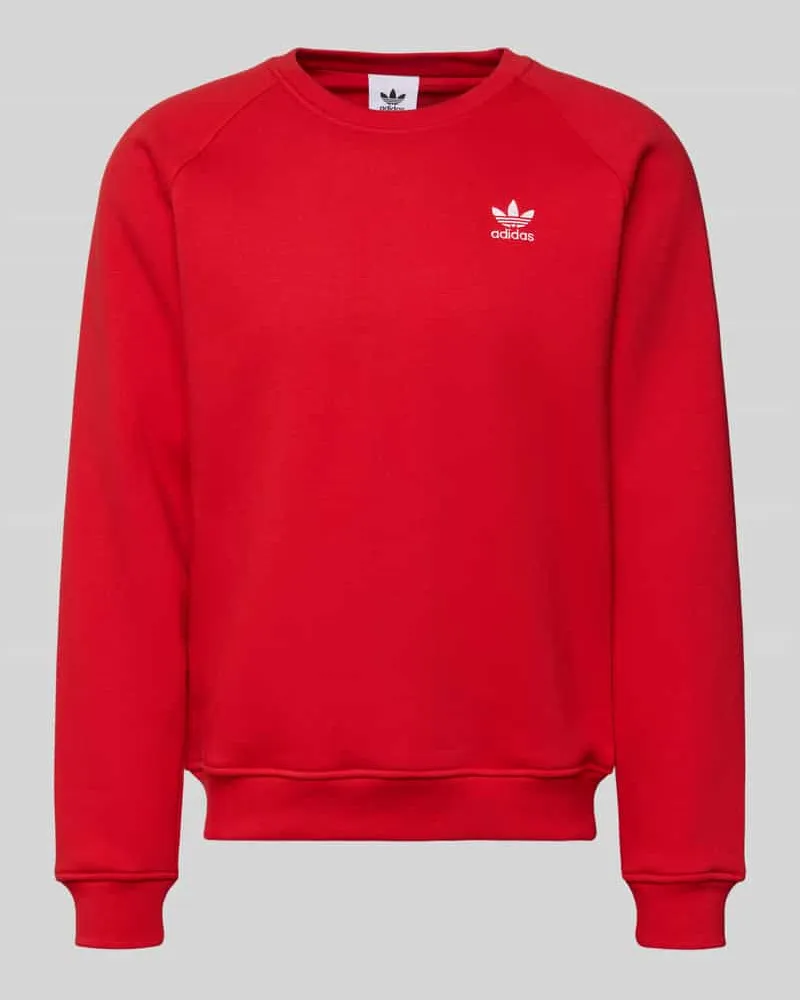 adidas Sweatshirt mit Logo und Rundhalsausschnitt Rot
