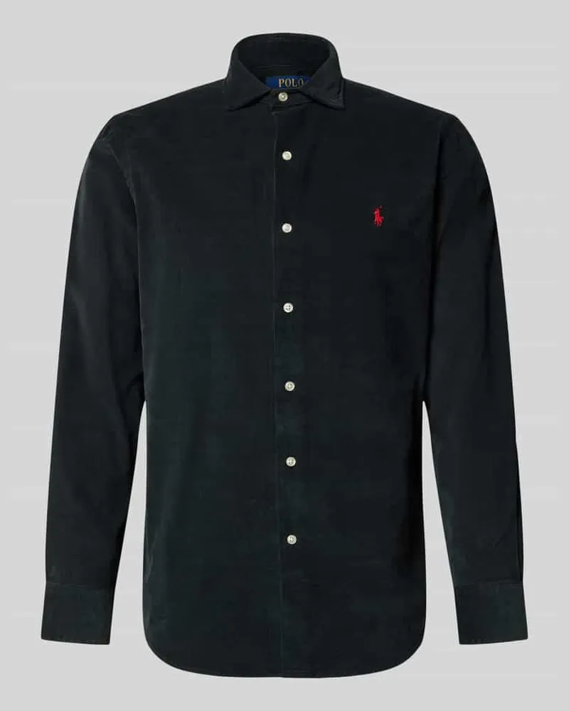 Ralph Lauren Regular Fit Freizeithemd mit Logo-Stitching Modell 'CORDUROY Black