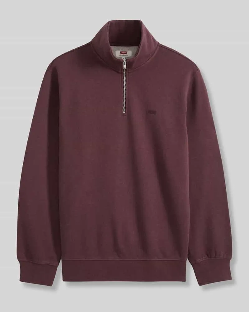 Levi's Relaxed Fit Troyer aus reiner Baumwolle mit Label-Stitching Bordeaux