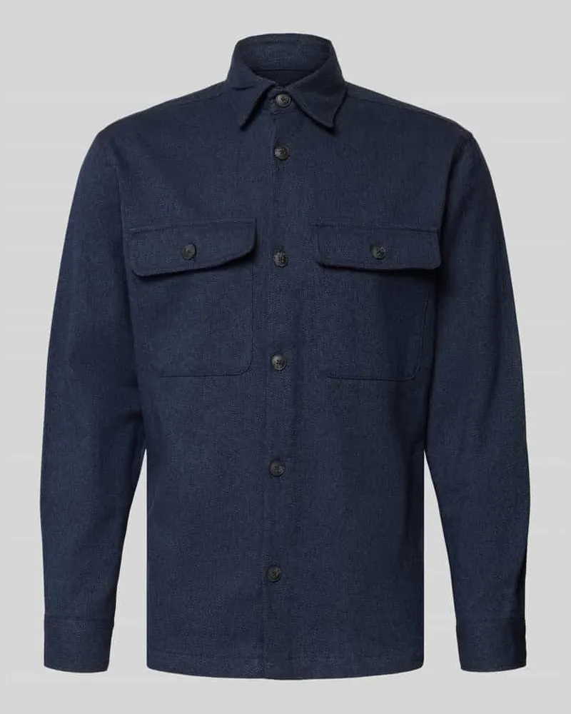 Jack & Jones Regular Fit Freizeithemd mit Kentkragen Modell 'RAYLE Marine