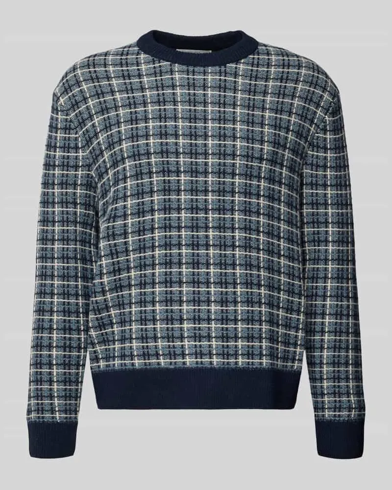 Selected Homme Regular Fit Strickpullover aus Woll-Mix Modell 'MIKOLAS Dunkelblau