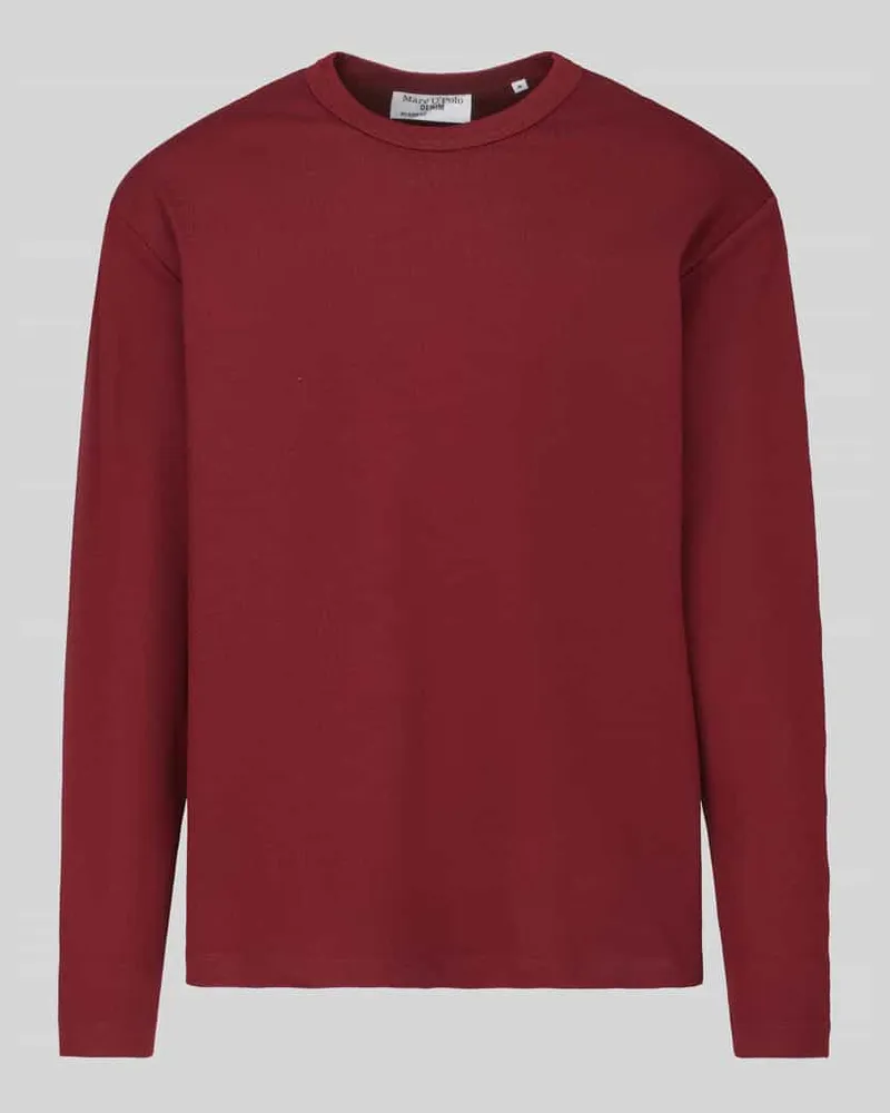 Marc O'Polo Langarmshirt mit geripptem Rundhalsausschnitt Bordeaux