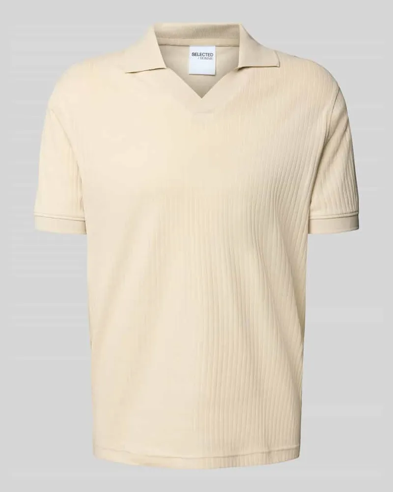 Selected Homme Regular Fit Poloshirt aus Baumwoll-Mix Modell 'TRISTAN Offwhite