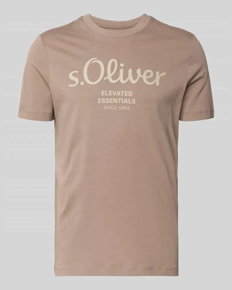 S.Oliver Regular Fit T-Shirt aus reiner Baumwolle Taupe
