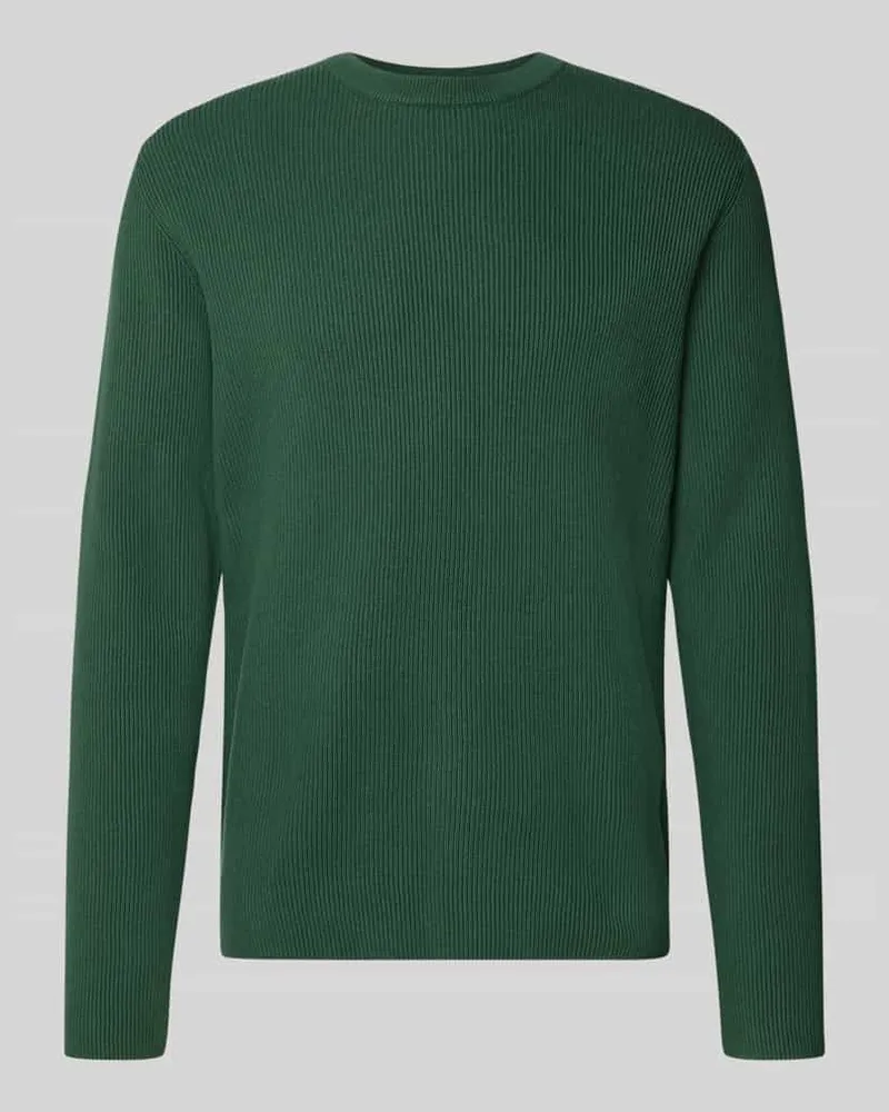 Lindbergh Slim Fit Strickpullover Baumwoll-Mix Dunkelgruen