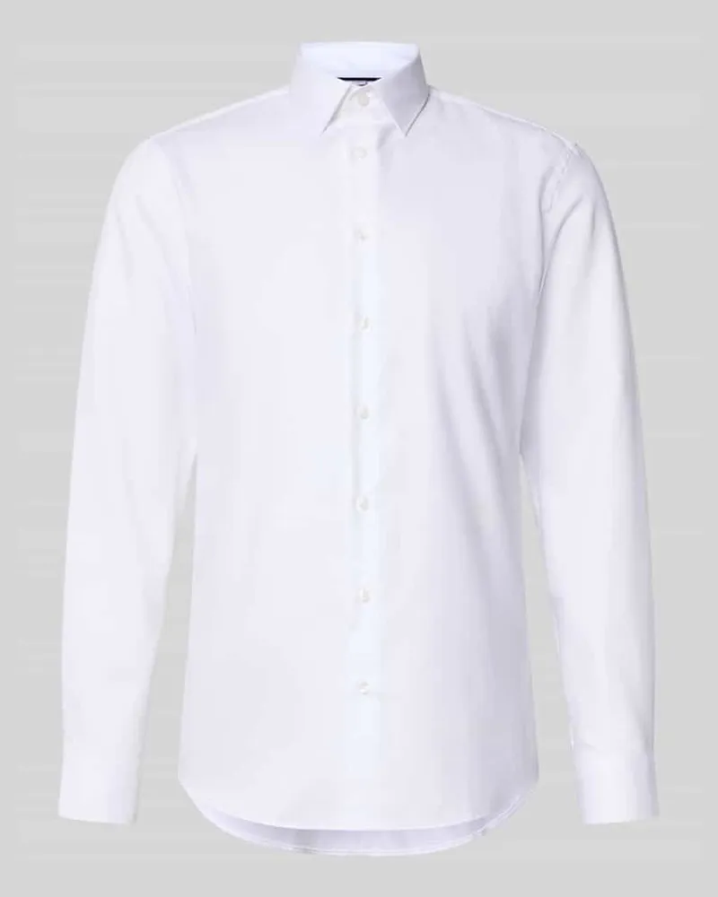 JAKE*S Slim Fit Business-Hemd mit Kentkragen Weiss