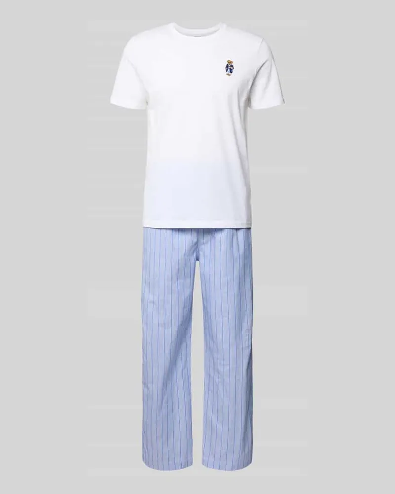 Ralph Lauren Regular Fit Pyjama aus reiner Baumwolle Hellblau