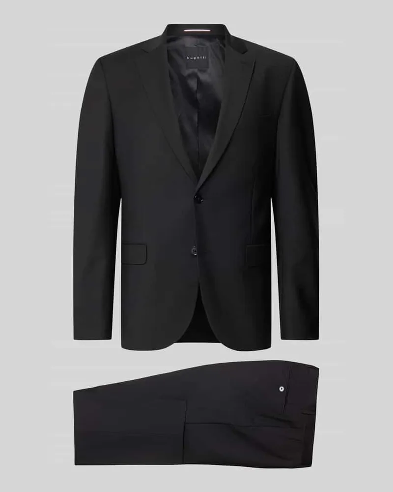 Bugatti Regular Fit Anzug mit 2-Knopf-Sakko Black