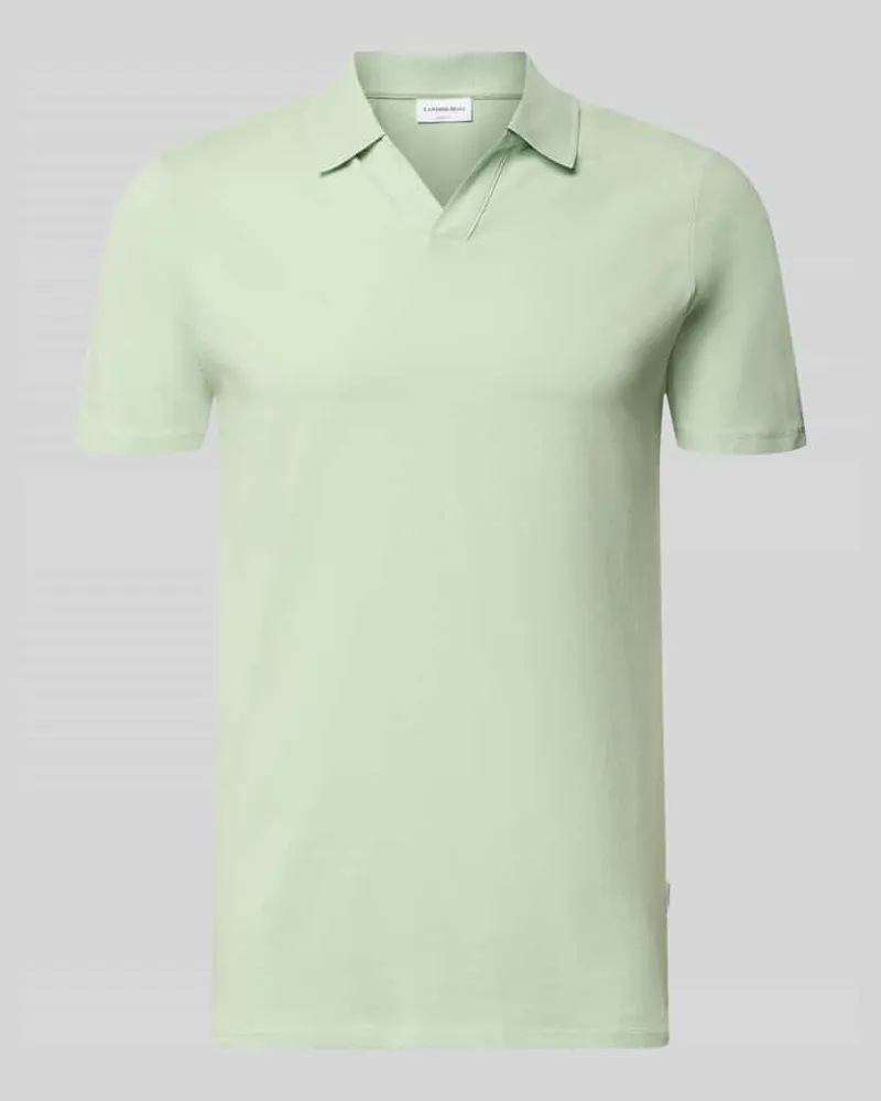Lindbergh Slim Fit Poloshirt mit V-Ausschnitt Hellgruen