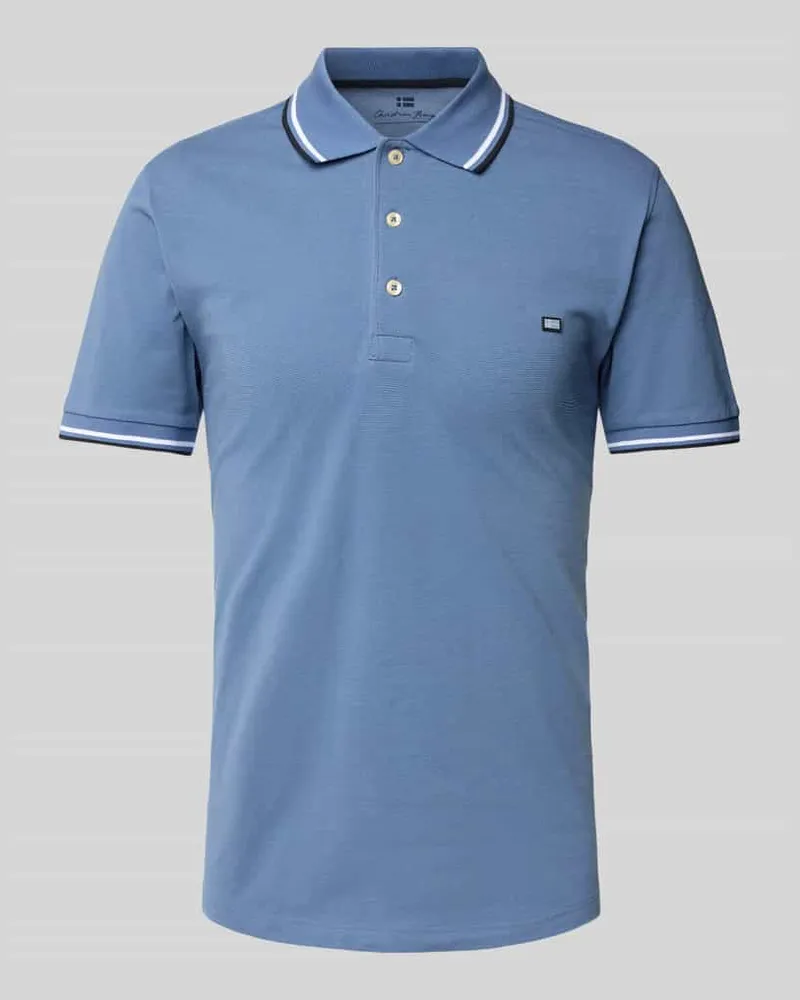 Christian Berg Poloshirt mit Label-Stitching Jeansblau