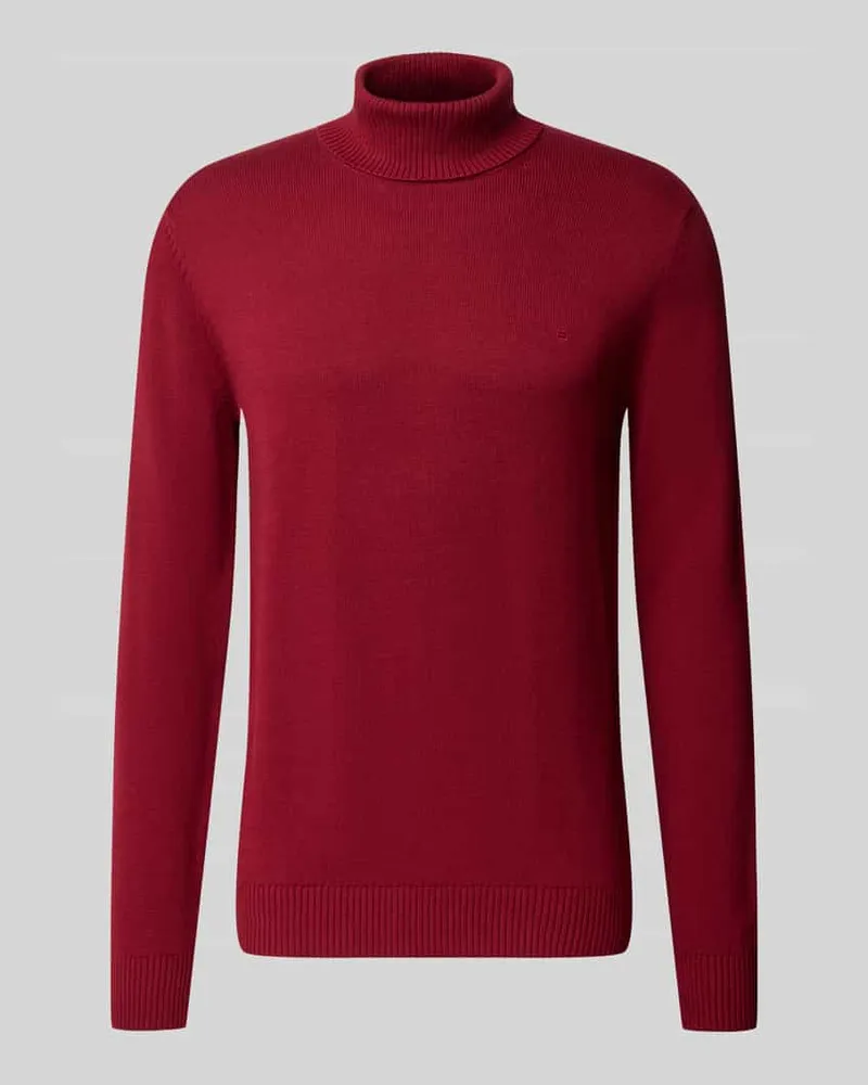 Christian Berg Regular Fit Strickpullover aus Baumwoll-Woll-Mix mit Rollkragen Dunkelrot
