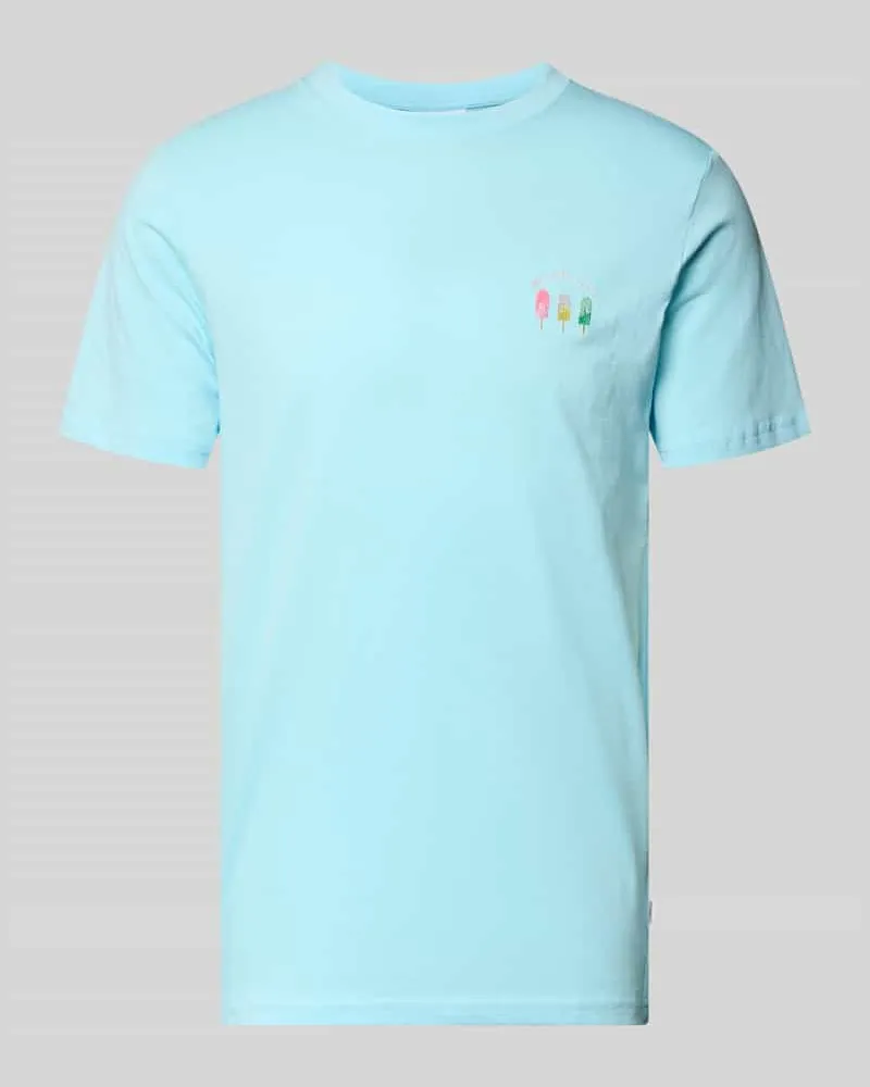Lindbergh T-Shirt mit Stitching und Rundhalsausschnitt Hellblau