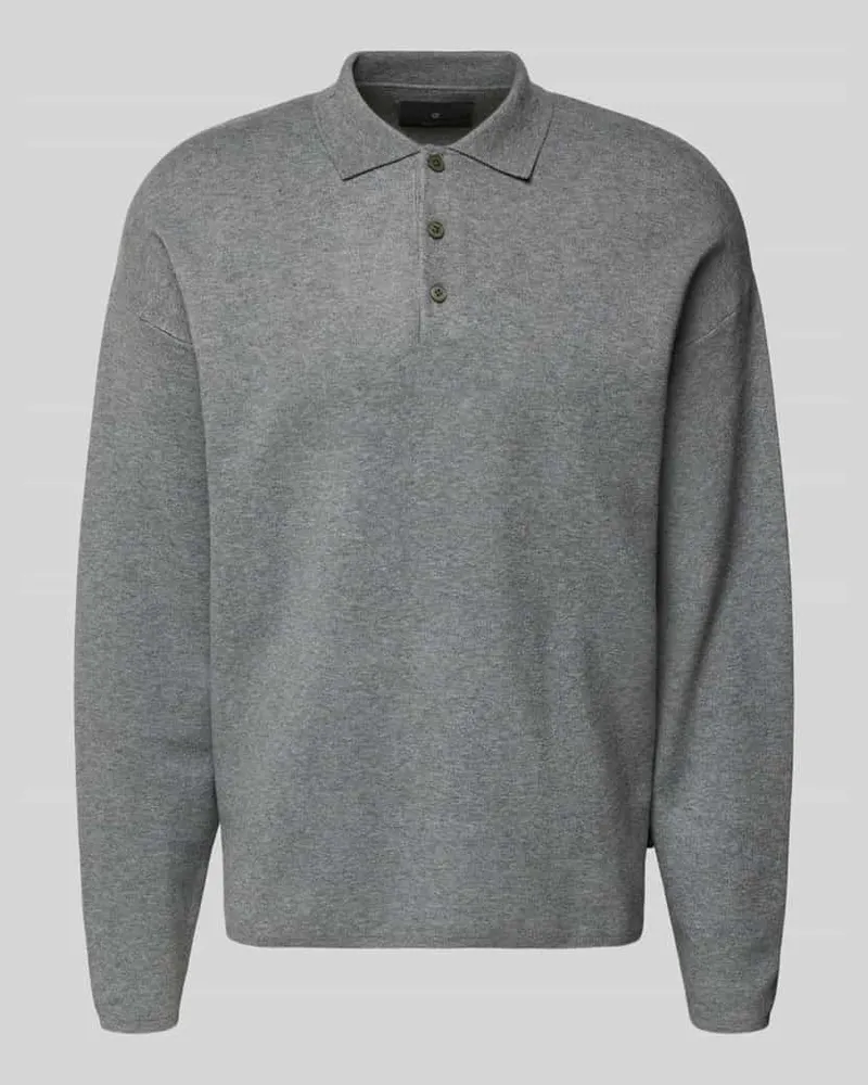 Jack & Jones Strickpullover mit Polokragen Modell 'BLABRADFORT Mittelgrau