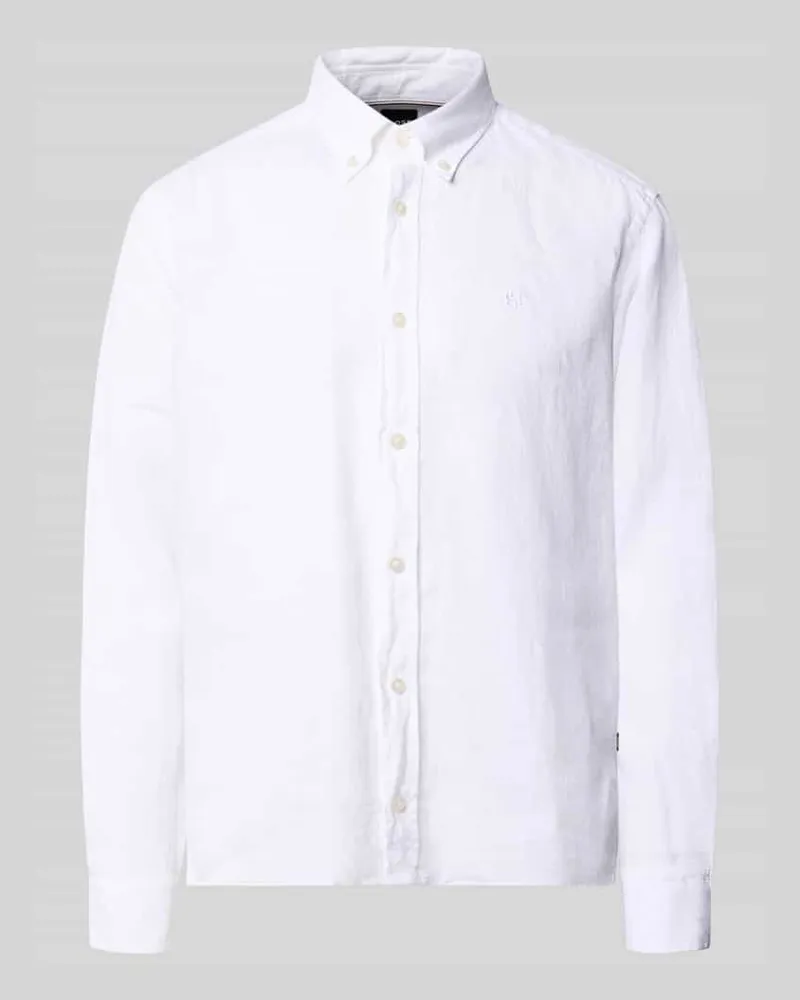 HUGO BOSS Regular Fit Freizeithemd aus reinem Leinen Modell 'LIAM Weiss