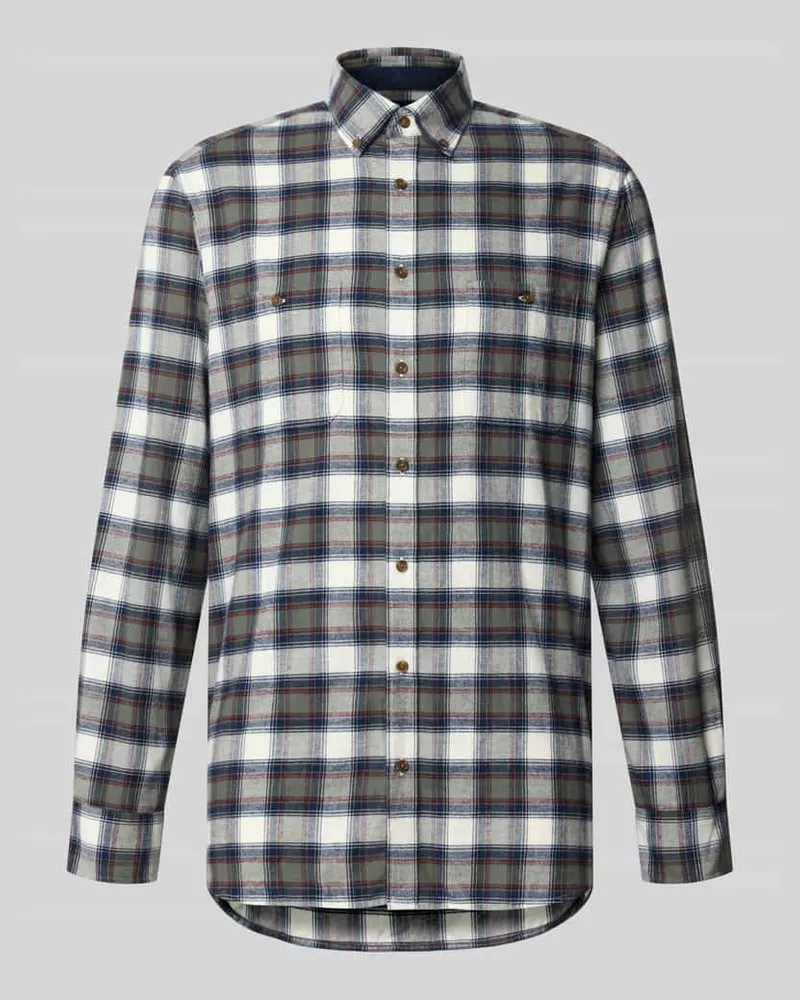 Christian Berg Regular Fit Freizeithemd aus Flanell mit Button-Down-Kragen Metallic