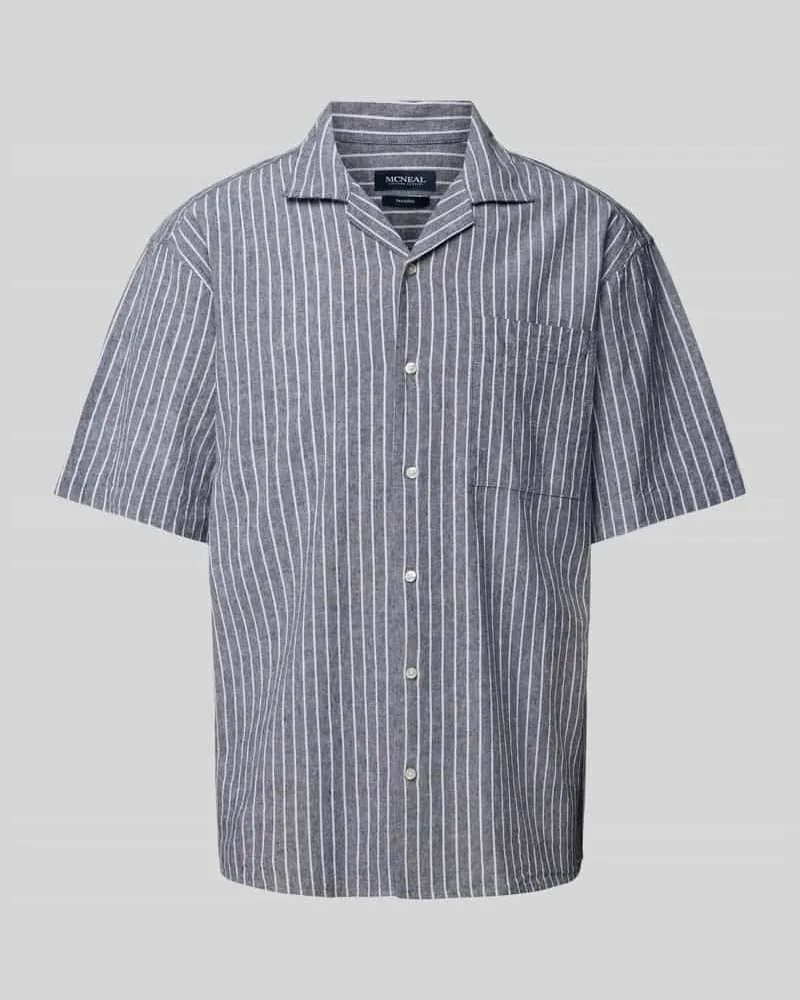 McNeal Regular Fit Freizeithemd aus Leinen-Mix mit Baumwoll-Anteil Dunkelblau