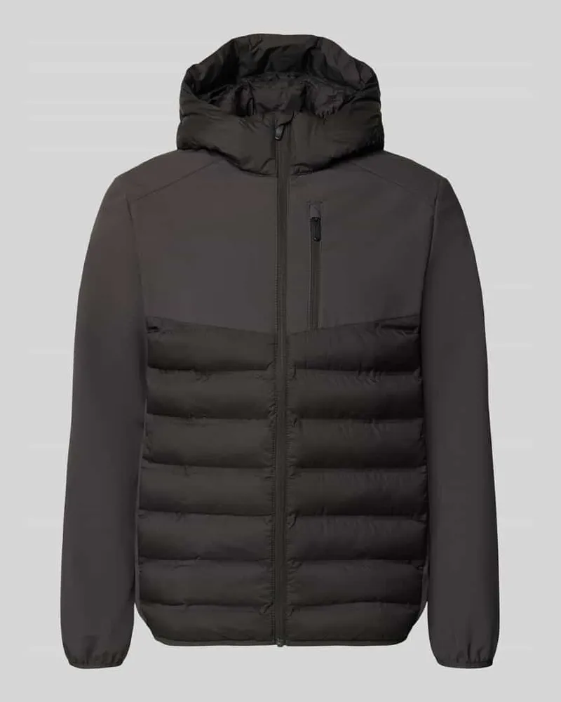 Tom Tailor Regular Fit Steppjacke mit abnehmbarer Kapuze Anthrazit