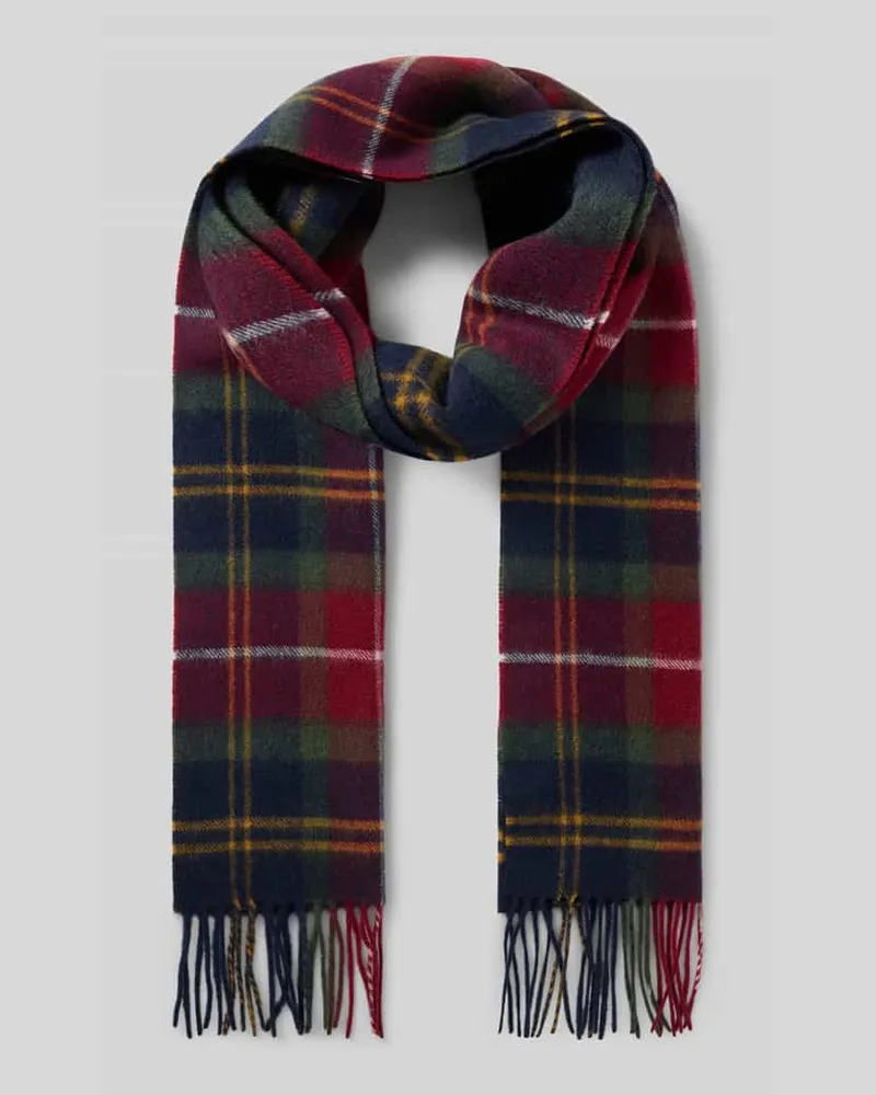 Barbour Schal aus Woll-Kaschmir-Mix mit Tartan-Muster und Fransen Dunkelrot