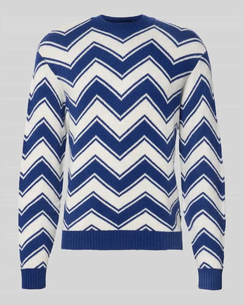 Armani Exchange Strickpullover aus Schurwolle-Mix mit Rundhalsausschnitt Blau