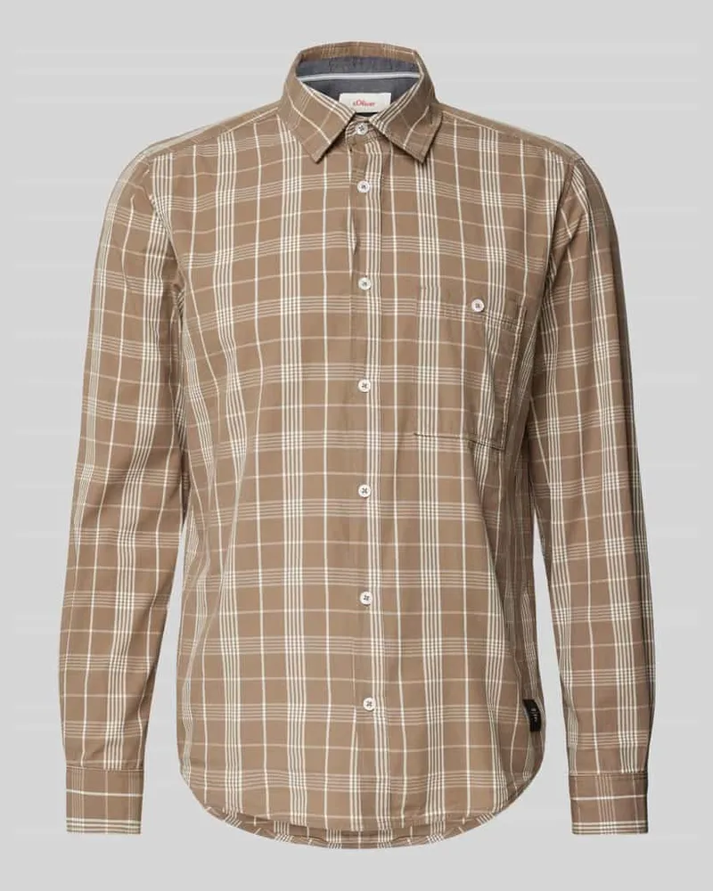 S.Oliver Regular Fit Freizeithemd aus reiner Baumwolle Beige